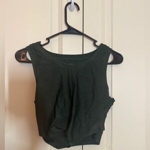 Aerie Ribbed Sports Bra Dark Green - Size Large
